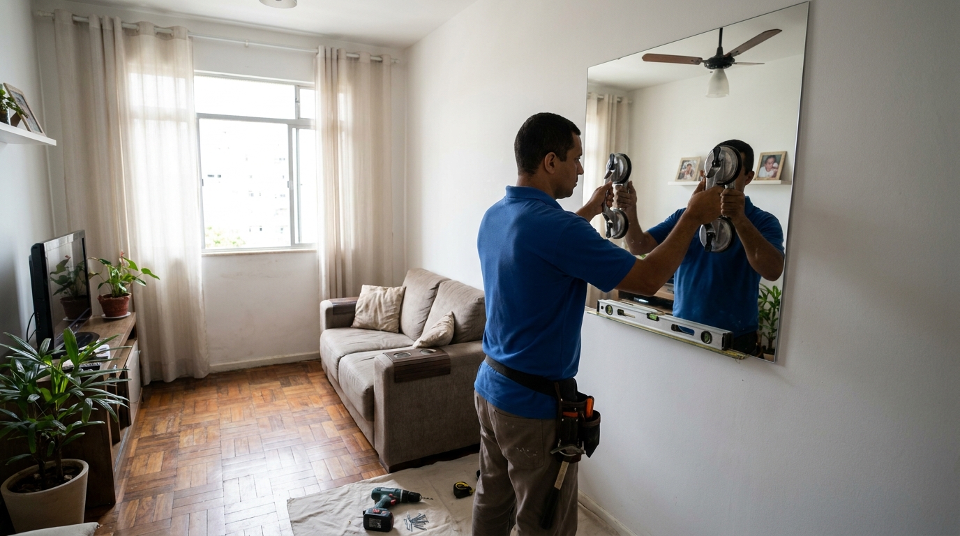 Espelho sob medida com parquet em Teresina-PI