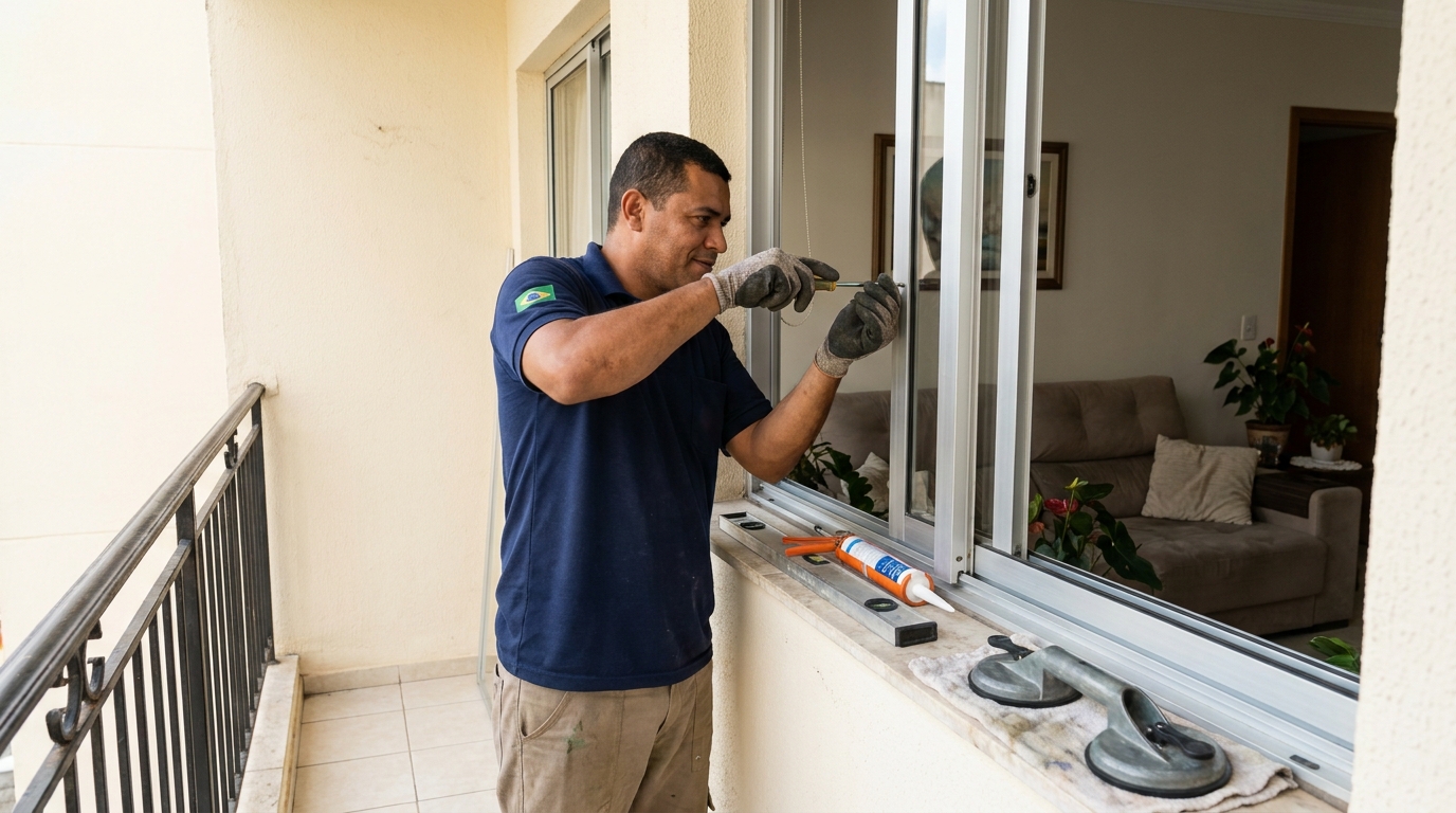 Janela com sala ao fundo em Teresina-PI
